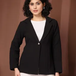 Women Solid Single Breasted Casual Blazer-image-44