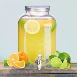 Mason Jar, Juice, Water White Gold Beverage Dispenser (Glass Dispenser 4000ml Bottom Loading Water Dispenser-image-3