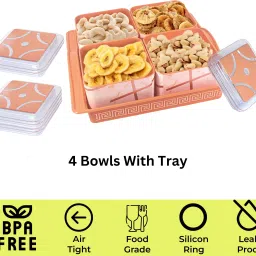 sunlife - Astor 4 Multipurpose Set - 4 Bowls With Tray - Gifting Bowl, Tray Serving Set image 2