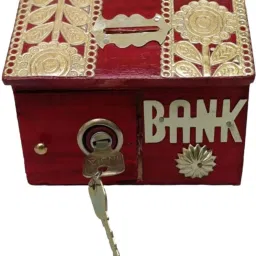 Wooden Coin Box, Piggy Bank Cash Box-10