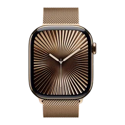 Apple Watch Series 10 GPS+Cellular with Milanese Loop - S/M (46mm Retina LTPO3 OLED Display, Gold Titanium Case) image 2