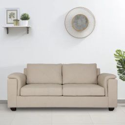 woodsworth from pepperfry Andres Chenille Fabric 3 Seater Sofa In Beige Colour-picture-41