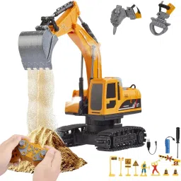 1:24 Die-Cast 3in1 Excavator Crane [Mustard] with Openable Doors, Lights-24