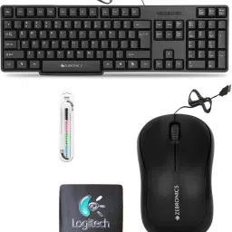ZEBRONICS K20 Keyboard, Comfort Mouse, MousePad, 1W Cable Protector (Set of 4). Combo Set-image-1