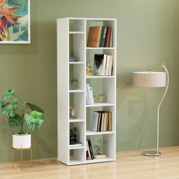 Lancy Open Bookshelf Rack for Books, Corner Display Bookcase, Engineered Wood Semi-Open Book Shelf-52