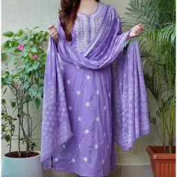 Women Pure Cotton Kurta Pant Dupatta Set-image-43