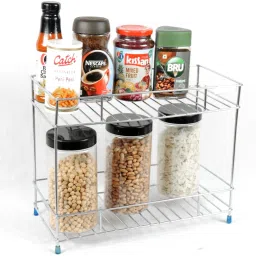 Containers Kitchen Rack LEUCHTEN 2 layer storage kitchen rack Spice Rack Masala Stand Steel-image-43