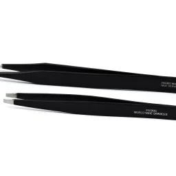 Black Coated Stainless Steel Pointed and Slant Flat Tip Tweezer Plucker Set For Eyebrow Making-image-46