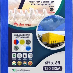 HDPE Tarpaulin Sheet Waterproof 6x6 ft. (120 GSM)-Polyethylene Tarp with Eyelet Tent - For Multipurpose UV Treated Tirpal Tadpatri Cover for Truck, Roof, Rain or Sun-image-42