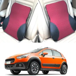 Black, Red Fabric, Leatherite Car Pillow Cushion for Fiat-image-93