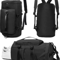 1.94 L Gym Duffel Bag - Multipurpose Gym Duffle Bag with Shoe Compartment Travel Fitness Backpack Nylon - Black-image-18