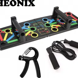 Combo Of Push Up Board With Skipping Rope And Hand Gripper Fitness Accessory Kit Kit-4