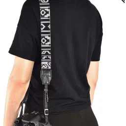 KRAPTICK Wolven Pattern Canvas Camera Neck Shoulder Strap Belt Compatible with All DSLR/SLR (Black White, Blocks Pattern) Strap image 5