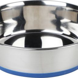 Heavy Dog Bowl Blue Expwith ort Quality 100% Silicon Bonded Rubber Base Round Stainless Steel Pet Bowl-15
