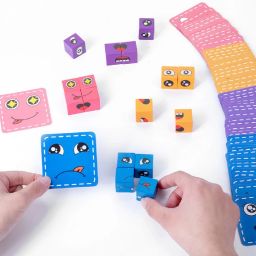 royco Wooden Emoji Cube face Changing Game for Kids Expressions Block Puzzle 3+ Years image 4