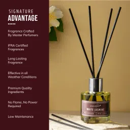 aromahpure Reed Diffuser with 6 Fiber Reed Sticks | Jasmine Room Air Freshener For Home Diffuser Set image 4