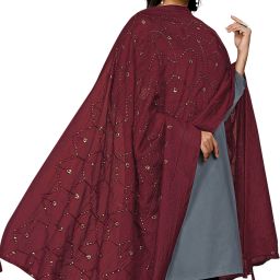 Poly Chanderi Embroidered Maroon Women Dupatta-image-94