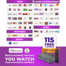 Catvision DD FreeDish DTH MPEG4 HD Set Top Box for 115+ FREE TV Channels & WiFi Media Streaming Device image 3