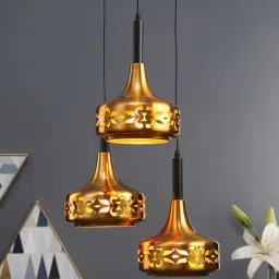 kapoor lampshades Gold Metal 3 Light Cluster Hanging Lights-picture-17