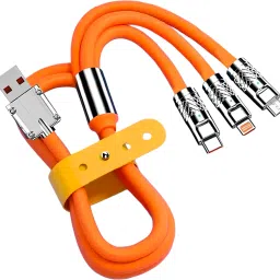 Retail Infinity Orange 6amp 120W 3-in-1 Fast Charging cable Type-C, Micro USB and lightning Port Phone Converter-17