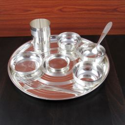 Pack of 9 Silver Plated 12 Inch Silver Plated Complete Dinner Set, Gift Special Dinner Set-image-31