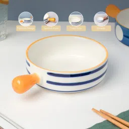 nestasia Ceramic Serving Bowl Handle, For Baking & Serving, Round Shape, Swirl Pattern, 700ml Capacity image 5