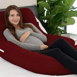 J-Shaped Full Body Pregnancy Pillow with Removable Velvet Cover Polyester Fibre Stripes Pregnancy Pillow Pack of 1-image-78