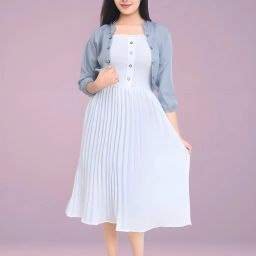 Women A-line Silver Ankle Length Dress-image-61