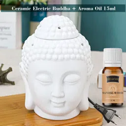 Ceramic Electric Diffuser Buddha oil Burner Air Freshener, Sandalwood Aroma oil Aroma Oil, Diffuser Set-image-11