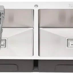 37x18x10 Inch Double Bowl With Tap Hole Premium Handmade Kitchen Sink FTS-11Silver Vessel Sink-image-38