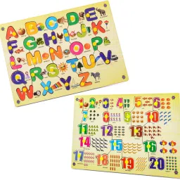 Combo Pack of English Capital Alphabets & 1 - 20 Numbers Wooden Puzzle Age 2 - 6 years-image-27