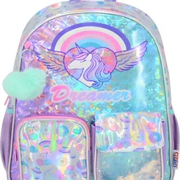 elecart Unicorn Backpack – 16" Glitter Rainbow Holographic School Bag for Girls Waterproof School Bag-picture-0