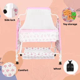 dugri Cradle for kids cradle for baby boy and girl Cradle With Swing & Mosquito Net image 2