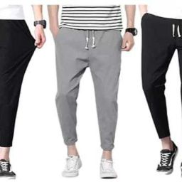 Pack of 3 Men Solid Black, Grey Track Pants-image-61