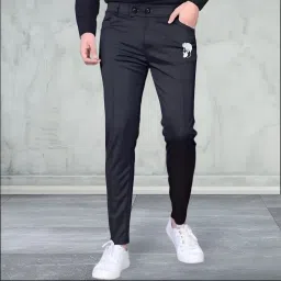 Men Solid Black Track Pants-image-17