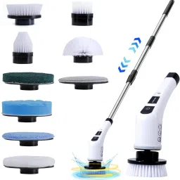 9 in 1 Electric Spin Scrubber,Cleaning Brush Scrubber for Home,Replaceable Heads Sponge Wet and Dry Brush-10