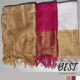 Cotton Silk Woven Gold, Pink, White Women Dupatta-picture-30