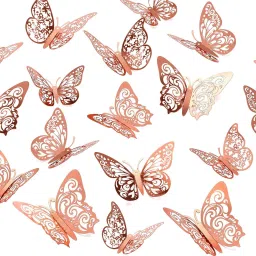Special You 24 pcs 3D rose gold butterfly for Decoration items for wall decor-image-60