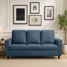 mintwud from pepperfry Sato Fabric 3 Seater Sofa In Blue Colour-picture-3