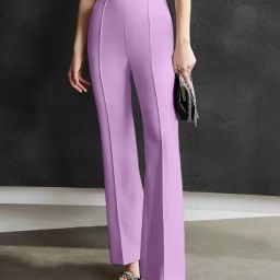Women Regular Fit Purple Cotton Blend Trousers-image-17