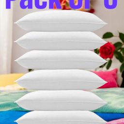White Pillow 6 Microfibre Solid Sleeping Pillow Pack of 6-image-1