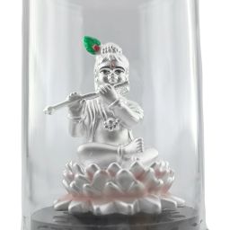 999 Pure Silver Beautiful Krishna/Kanha with Acrylic Base Idol/Statue/Murti Decorative Showpiece - 50 cm-image-48