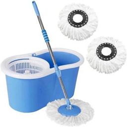 Microfiber Spin Mop with Plastic Bucket Rotating Plastic Pole Head Mop Set-image-52