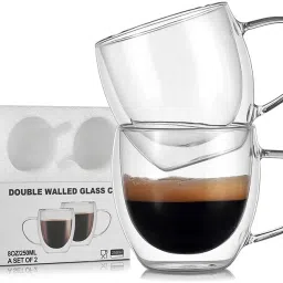 Pack of 2 Glass Glass Cup Heat Resistant Tea Coffee Mug with Handle Glass Mugs Glass Mug Drink-22