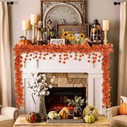 tied ribbons 7.66ft Artificial Maple Plants 1pc String Vines Creeper for Home, Wall, Hanging Artificial Plant image 4