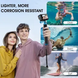 TECHGEAR Carbon Fiber Waterproof Floating Hand Grip for GoPro Max Hero 11 10 9, Insta360 and Other Action Cameras, Underwater Selfie Stick Suitable for Surfing, Snorkeling, Underwater Shooting Bluetooth Selfie Stick image 3