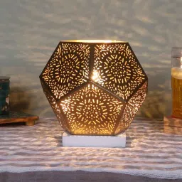 new era Etched Metal Night Lamp with Metal Shade (Antique Gold & Gold)-picture-29