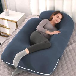 J Shape Polyester Fibre Solid Pregnancy Pillow Pack of 1-image-88