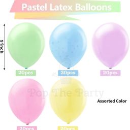 poptheparty Solid 100pcs 9" Multicoloured Latex Balloon Balloon image 4
