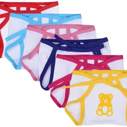New Born Baby Single Layer Teddy Print Hosiery Nappy/6 Pcs-image-37